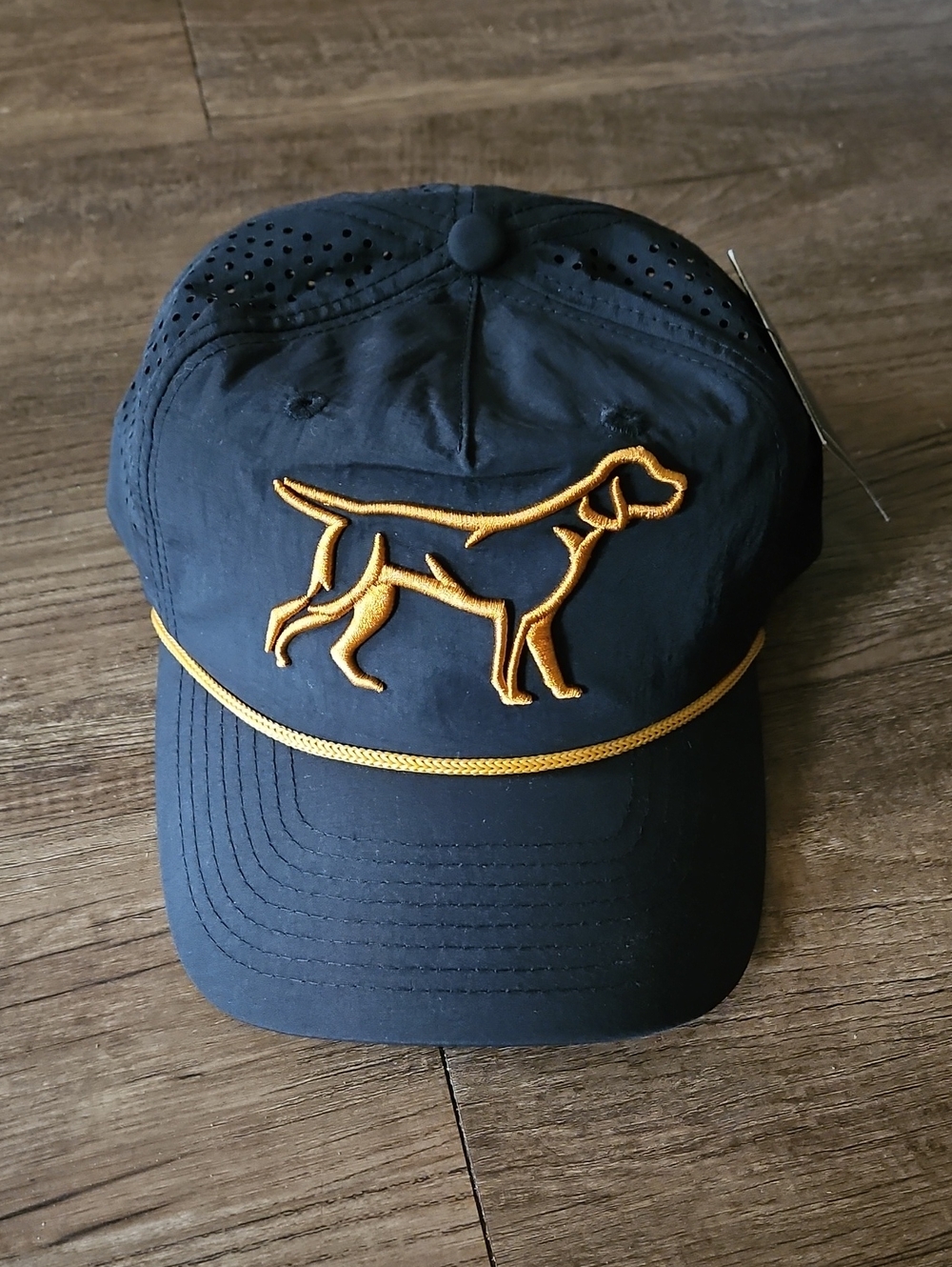 Fieldstone Outdoor Sporting Dog Rope Hat | Black & Gold Laser Vent Cap, Snapback